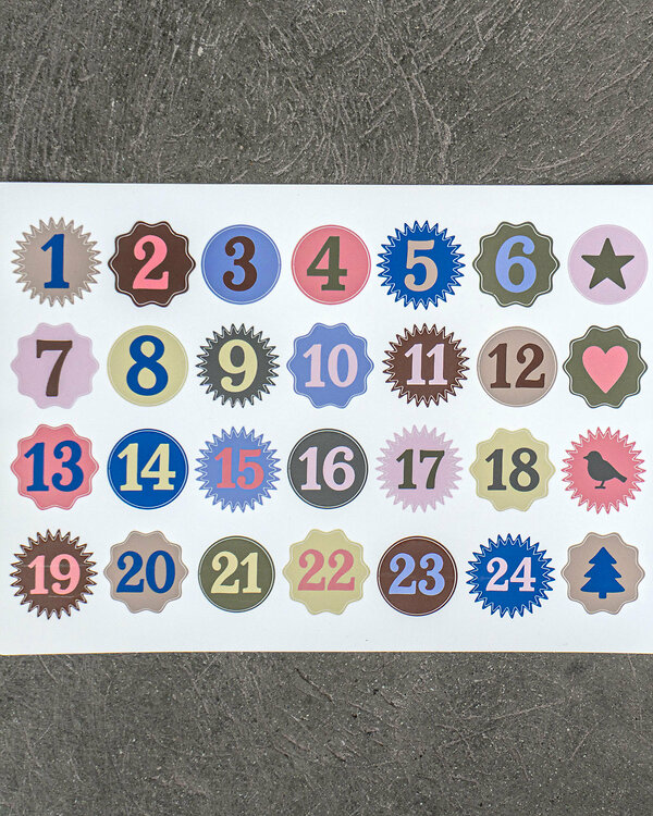Chiffres pour calendrier de l'avent - stickers "POLA" 1-24 de KREANDO (multicolore)