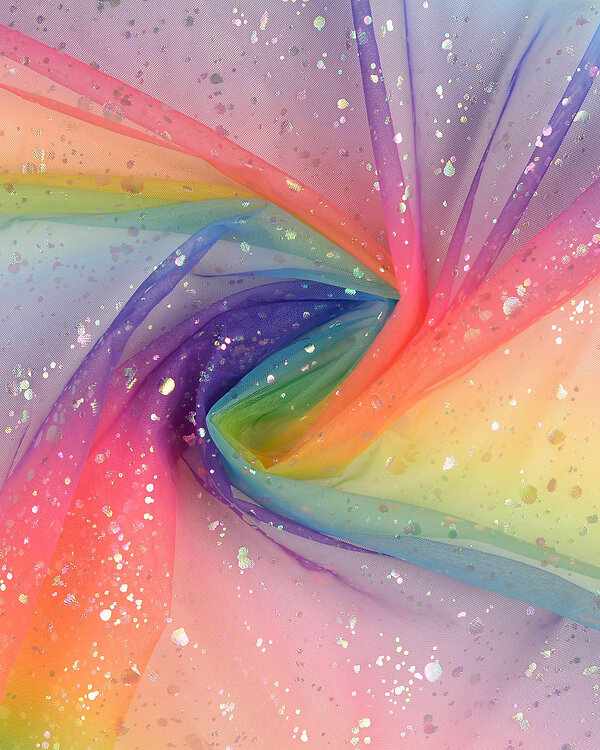 Tulle "Toucher doux - Arc-en-ciel/Hologramme" (multicolore)