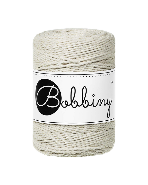 Fil macramé en coton recyclé "Rope Ø 1.5 mm - cashmere beige" (nature) de Bobbiny