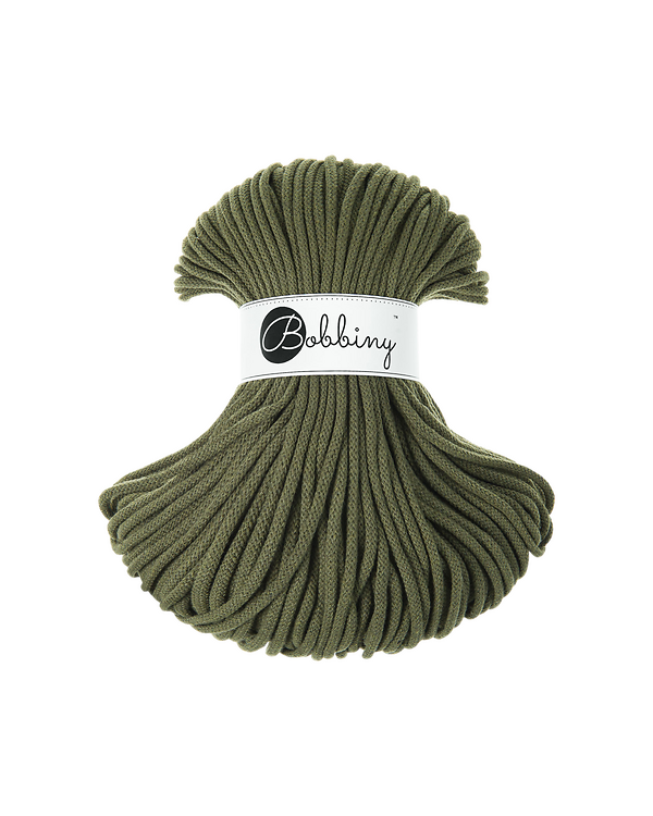Fil macramé en coton recyclé "Premium Ø 5 mm - avocado" (olive) de Bobbiny