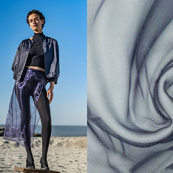 Organza "uni - Tempest Fibre Mood" (bleu foncé)