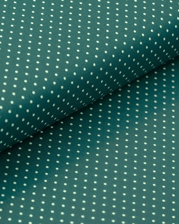 Toile cirée - coton enduit "Points minuscules" (pétrole-blanc)