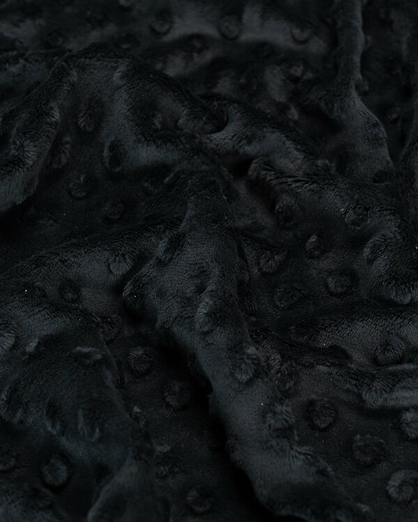Tissu minky - effet 3D "Pois" (noir)