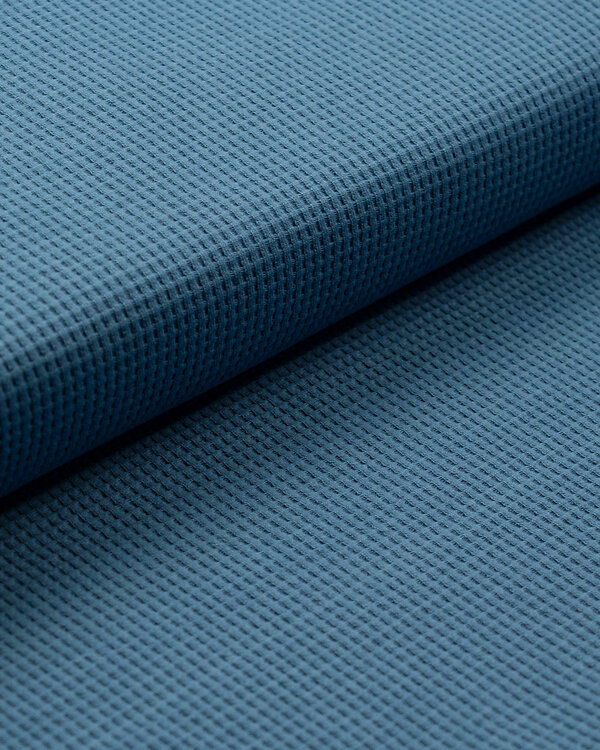 Jersey nid d’abeille en coton bio "uni" (bleu denim)