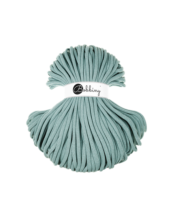 Fil macramé en coton recyclé "Jumbo Ø 9 mm - duck egg blue" (bleu océan) de Bobbiny