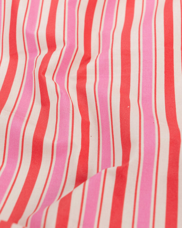 Toile cirée - coton enduit "Amalfi Gelato / Rayures" (blanc-rouge clair/rose)