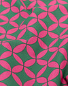 Toile cirée - coton enduit "Nova Retro Fleurie" (vert-pink)