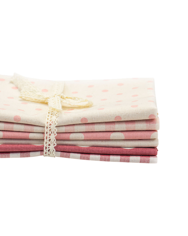 Paquet de tissus - Coton "Nordic Lyserød" 6 coupons (nature-rose)