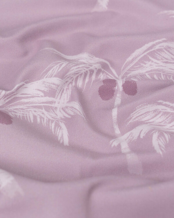 Tissu microfibres "Serviette de bain - Palmier coconut" (lilas clair-mauve/vieux rose)