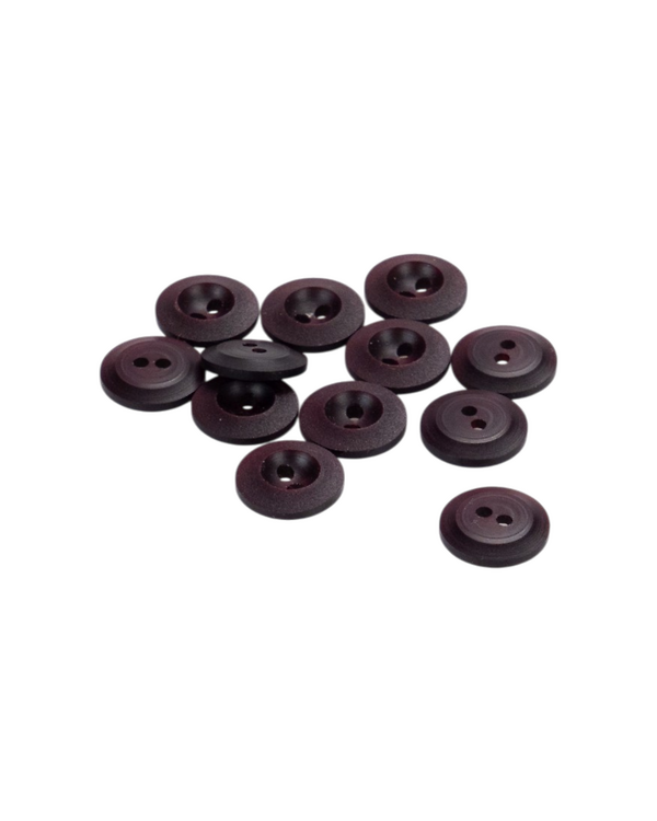 Bouton imitation corne "Galalith" - rond 2 trous Ø 12 mm (prune)