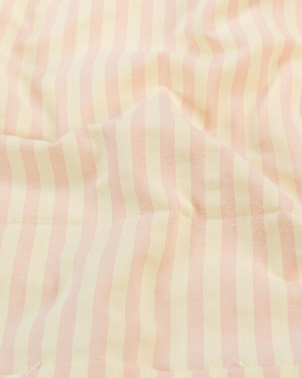 Seersucker coton bio recyclé "Rayures" (rose layette/jaune pastel)