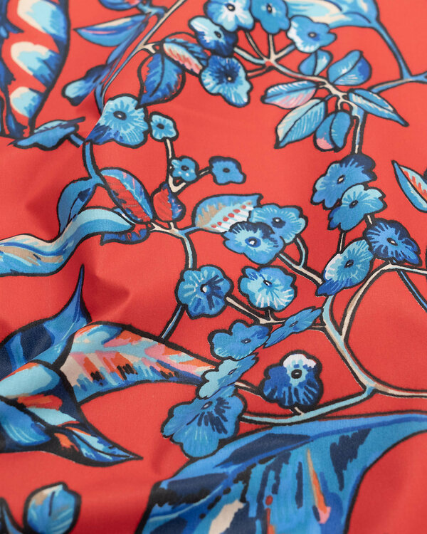 Toile cirée - coton mélangé "Téflon - Fiora/Fleurs" (rouge-bleu)