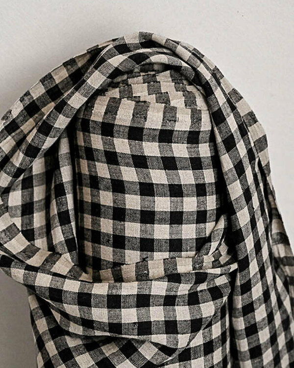 Tissu en lin - fils teintés "Mrs Lewes - vichy/carreaux" (noir/nature) de MERCHANT & MILLS