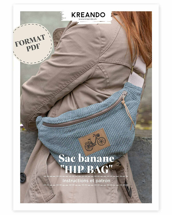 Instructions & patron PDF - Couture - Sac banane "HIP BAG" de KREANDO (français)