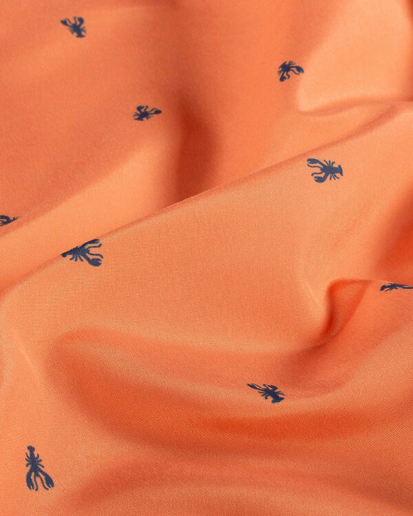Tissu pour shorts de bain - recyclé - non élastique "Crabes mini" (corail-bleu)