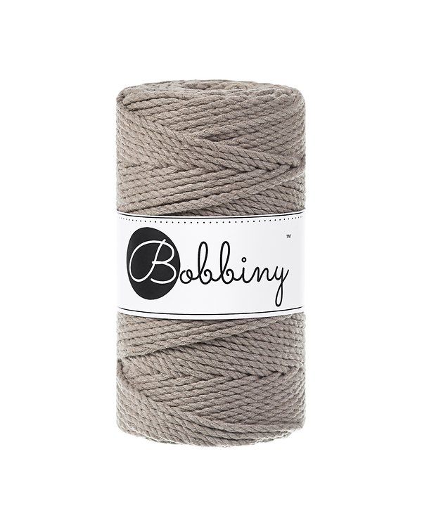 Fil macramé en coton recyclé "Rope Ø 3 mm - coffee" (taupe) de Bobbiny