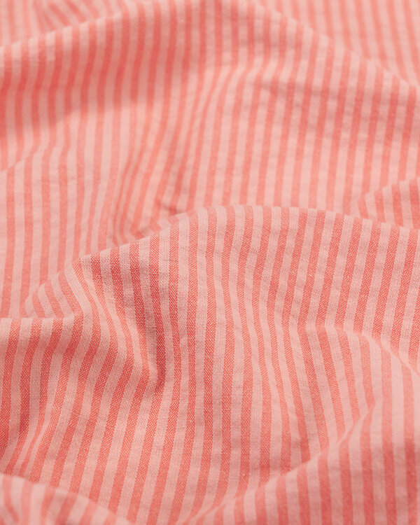Seersucker coton bio recyclé "Rayures midi" (rose perle/corail)