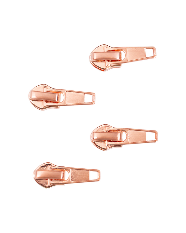 Zip/tirette - pour fermeture éclair "Metallic Look", lot de 4 (cuivré brillant)