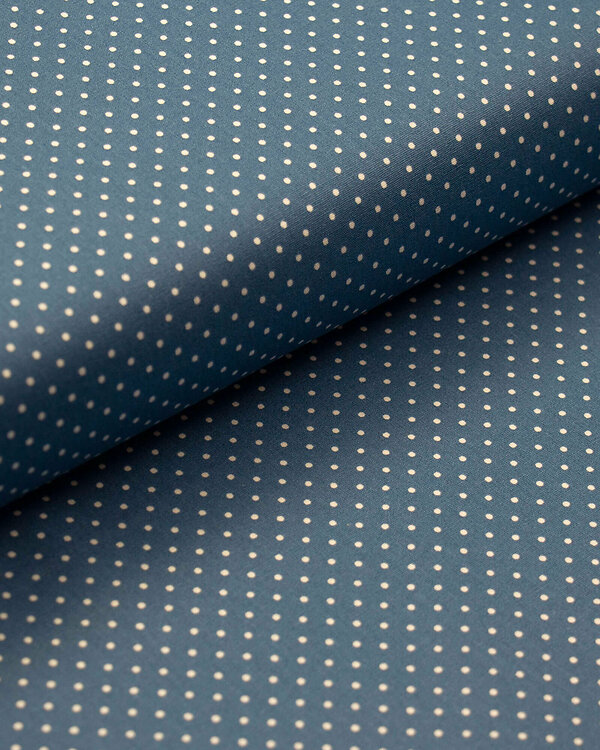 Toile cirée - coton enduit "Points minuscules" (bleu jean-blanc)