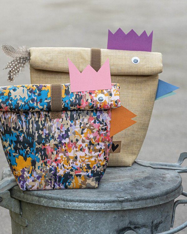 Set couture - Duo de sacs à lunch "Ma poule" en toile cirée